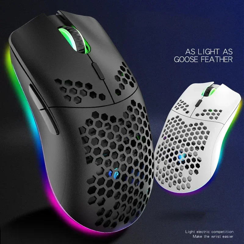 Hollow-out Honeycomb 2.4GHz Wireless Gaming Mouse 4 Gear 3200 DPI RGB Lighting Mice for PC Laptop