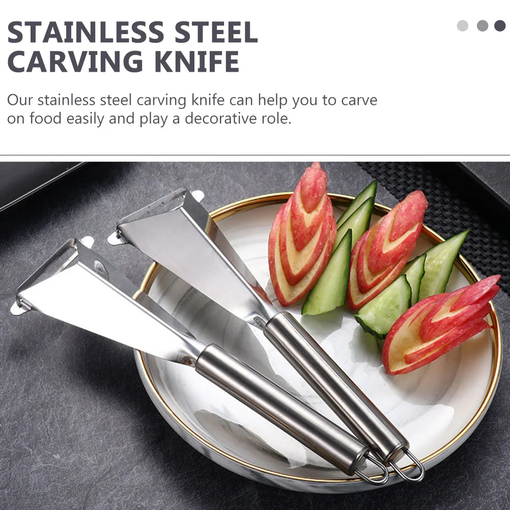 

3 Pcs Fruit Carving Tools Stainless Steel Knives Lightweight Practical Housewarming Gift Kitchen Food Shaping