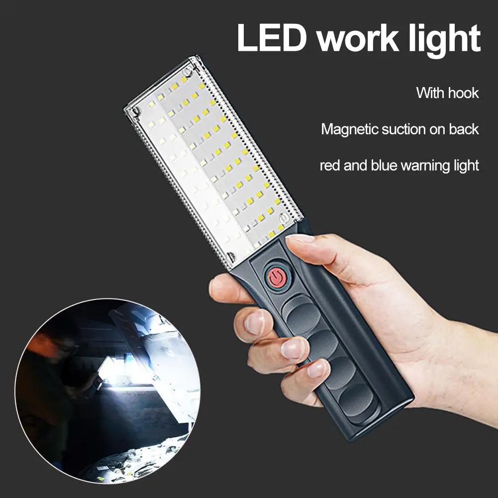 قوية 66 LED ضوء العمل مع المغناطيس مصباح يدوي سيارة COB شحن ميكانيكي الطوارئ USB ضوء مصباح المرآب D3X2