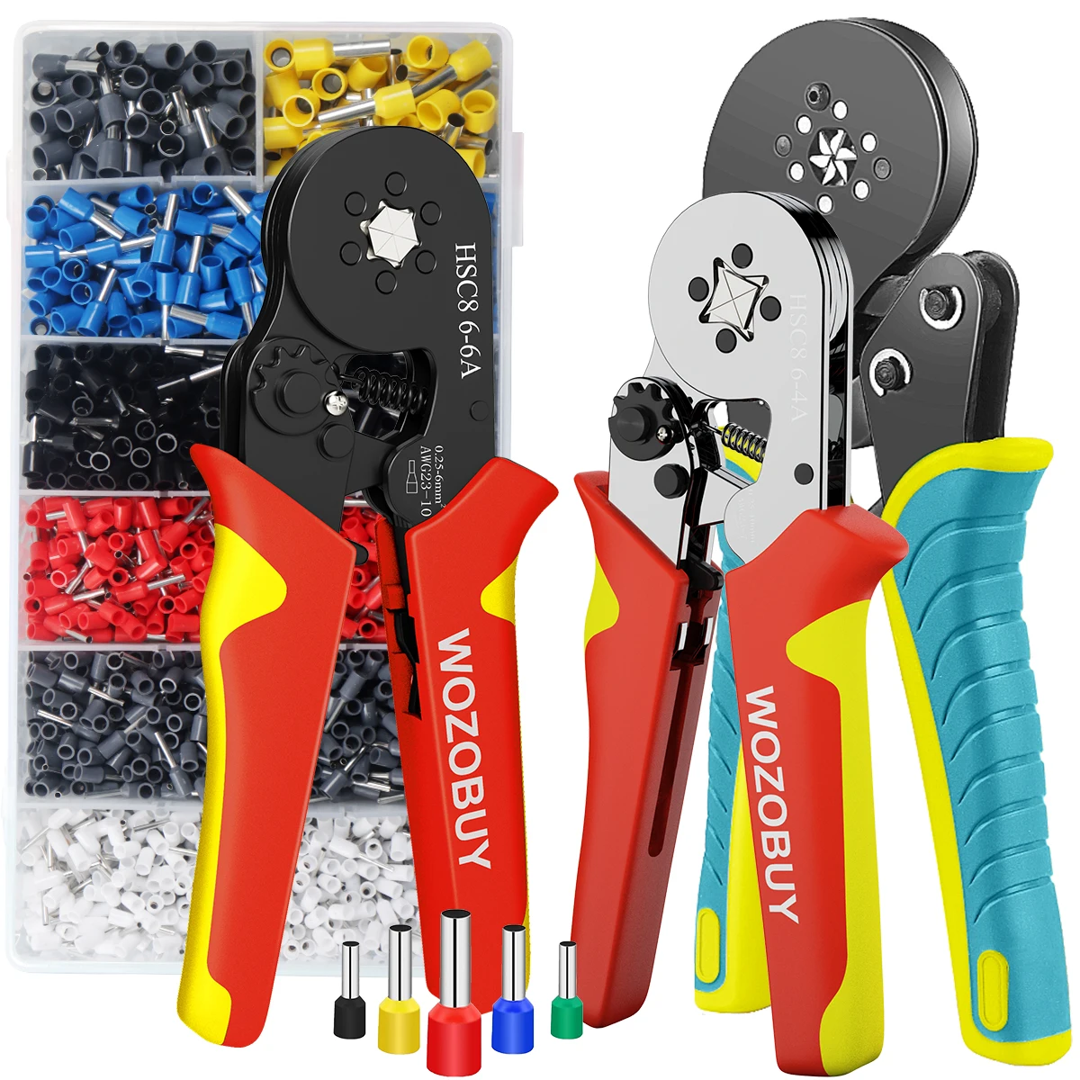 Tubular Terminal Crimper Kit 0.08-16mm² /0.25-10mm² HSC8 6-4/6-6/16-6 Electrical Crimping Pliers Clamp Sets Wire Tips Hand Tools