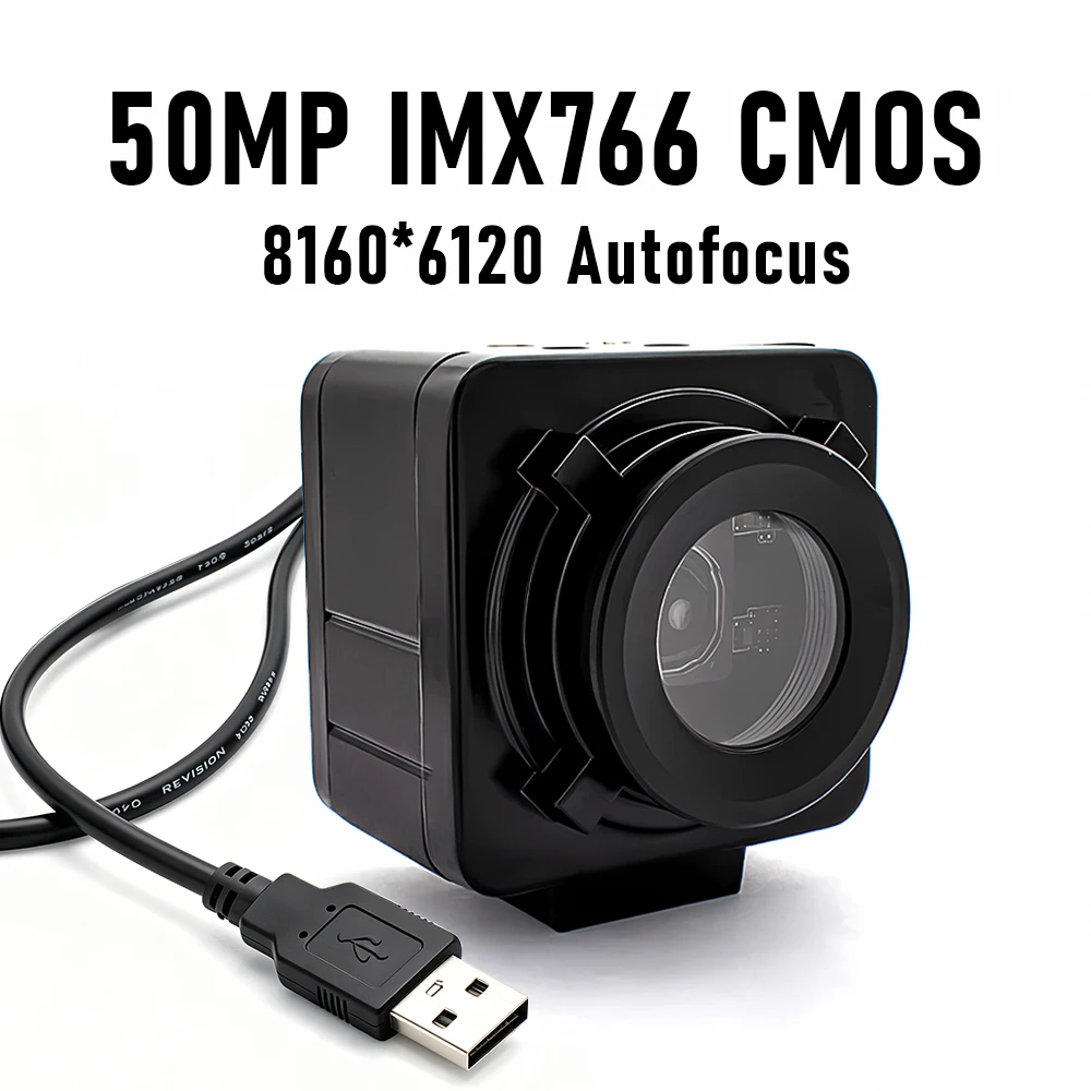 4K 30FPS 50MP USB Camera Auto Focus IMX766 1/1.56 Sensor UHD Mini Webcam Plug Play for Video Meeting Machine Vision Industrial