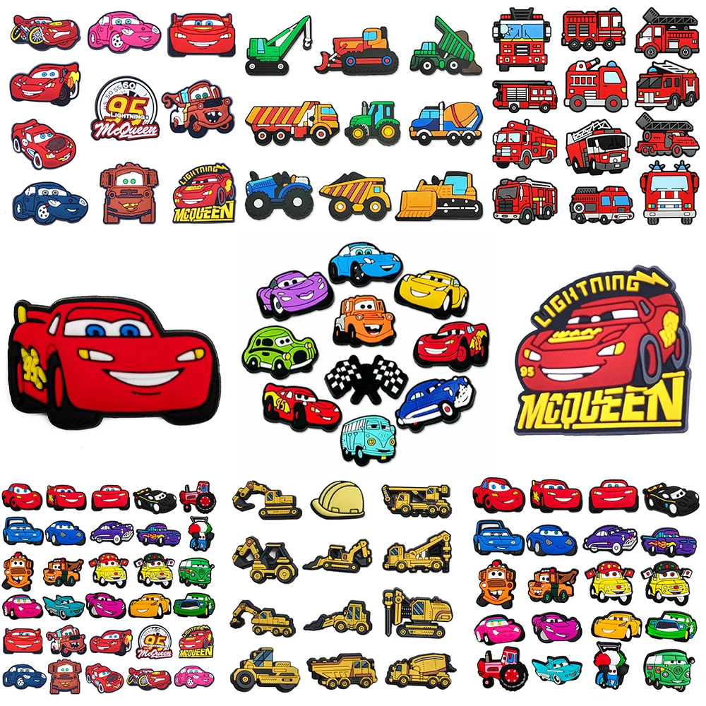9-100PCS Hot Toys Disney Cars Lightning McQueen Shoe Charms Cartoon Shoes Accessories Decoration For Clog Sandal Kids X-mas Gift