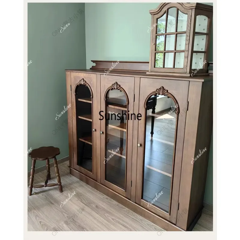 

French retro dining side cabinet medieval living room wine cabinet
