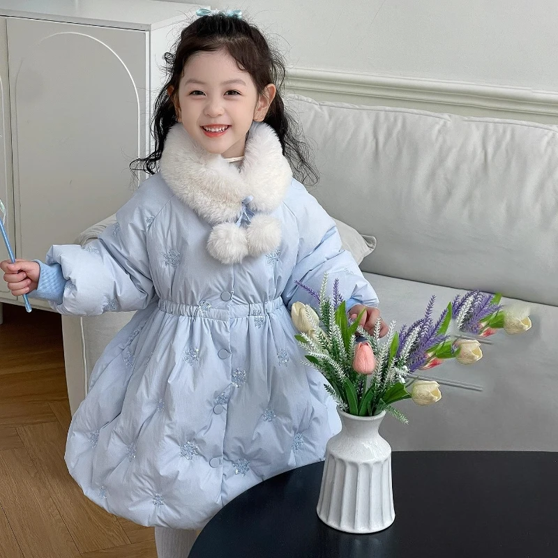 

Elsa Girls Down Coat 2025, 90% White Duck Feather Winter Jacket for Kids & Toddlers Warm Outerwear