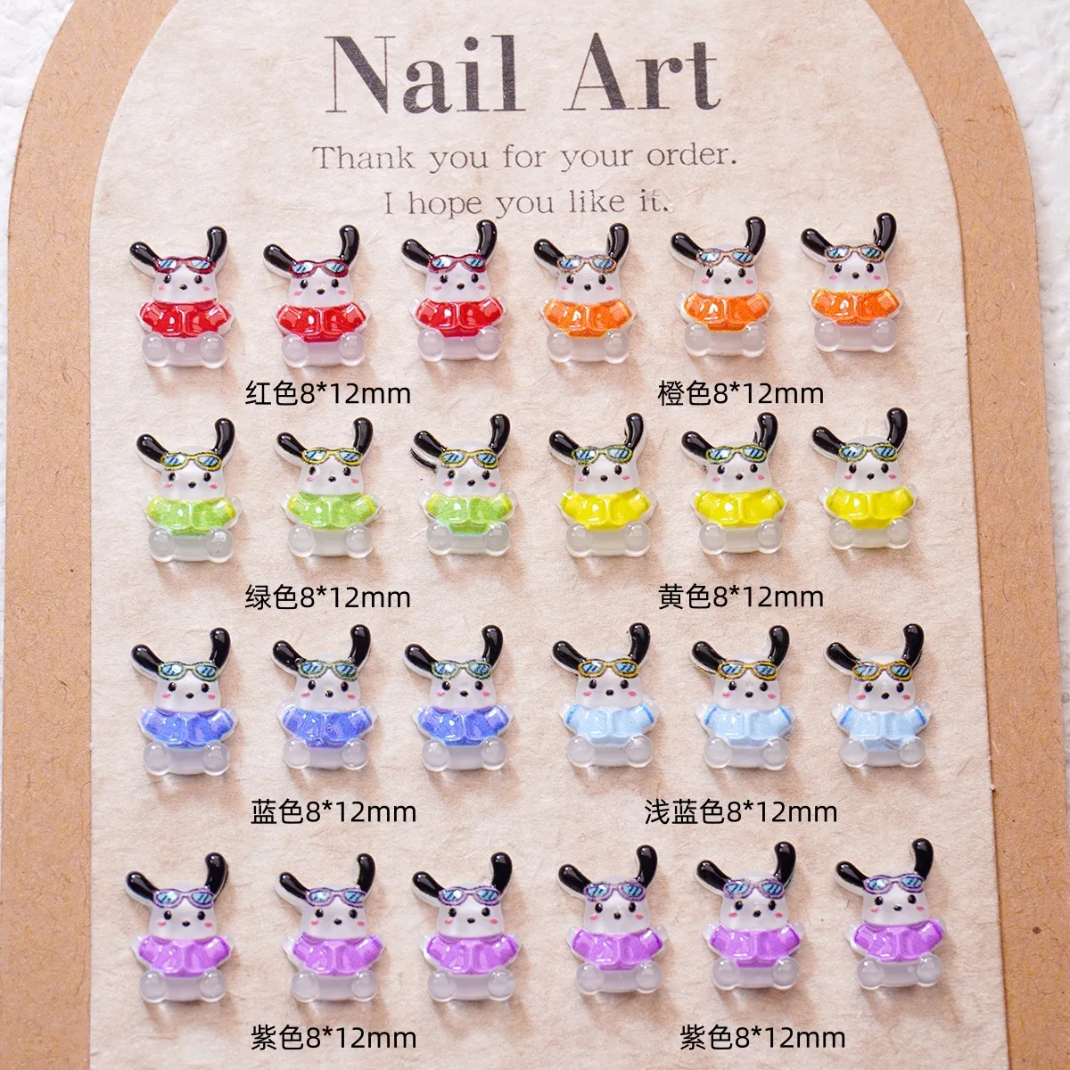 100 Stück/Packung Happy Pochacco Nagel-Charms – süße 3D-Cartoon-Nagelkunst, virale Press-On-Nageldekoration für Kawaii-Maniküre