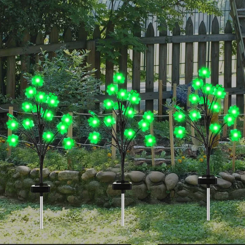 

20 LED Clover Solar Powered Outdoor Lights Lawn Lamp Garden Tree LED Balls Bees Ground Plug Light Landscape Waterproof Light 210