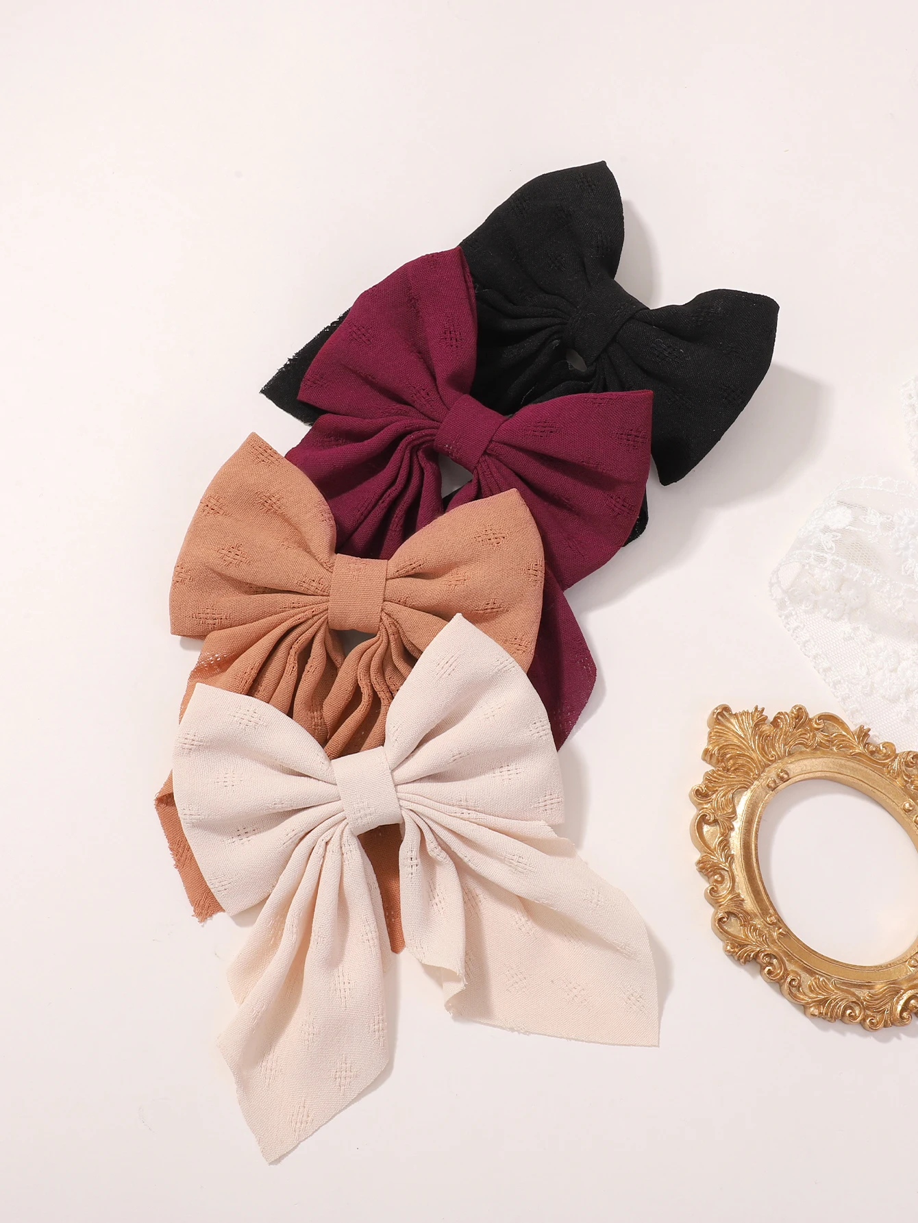 4 قطعة الساتان طبقتين فراشة القوس العلاقات الشعر للفتيات كبير الشعر Bowknot مقاطع العصرية دبوس الشعر إكسسوارات الشعر