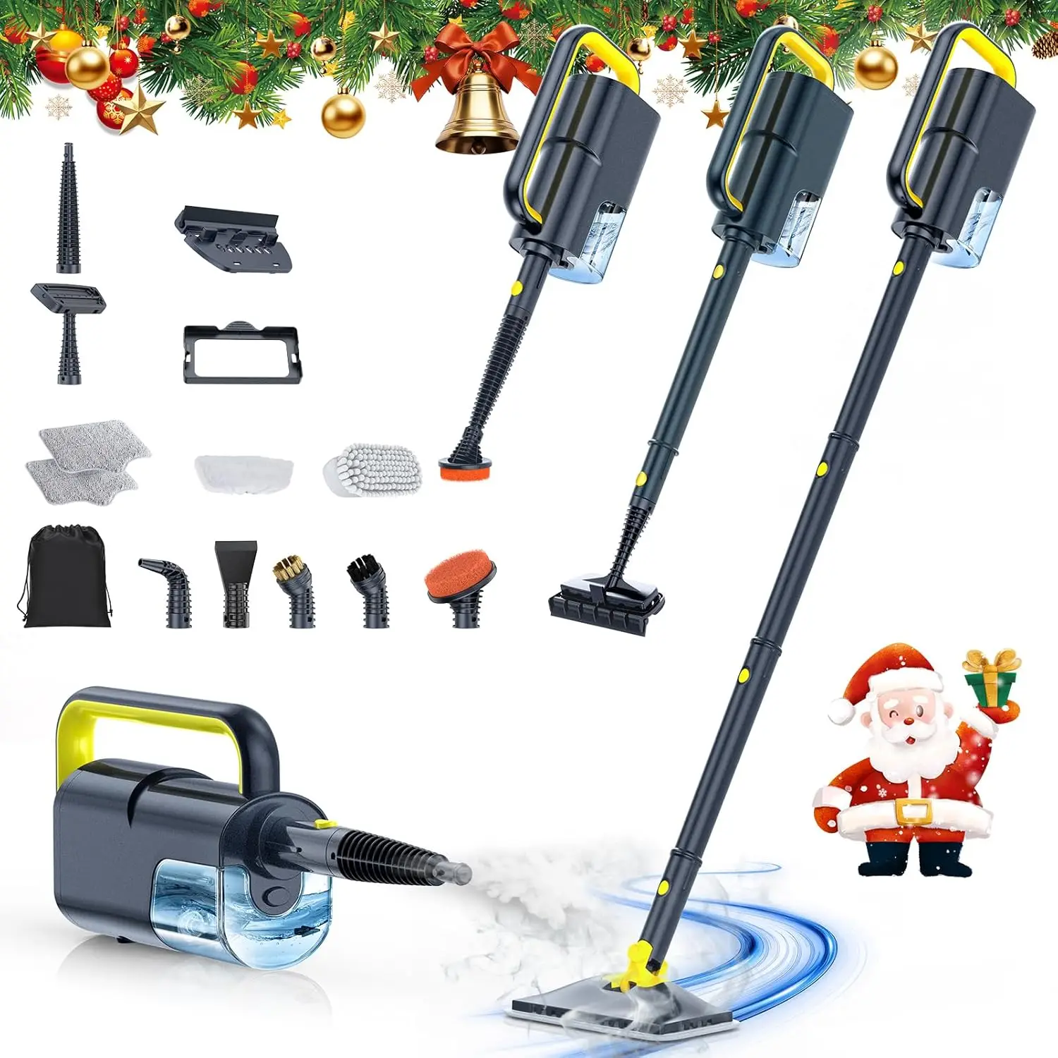 

10-in-1 Steam Mop with Handheld Cleaner, Quick Heat, Multi-Accessories for Floors, Carpets, and More