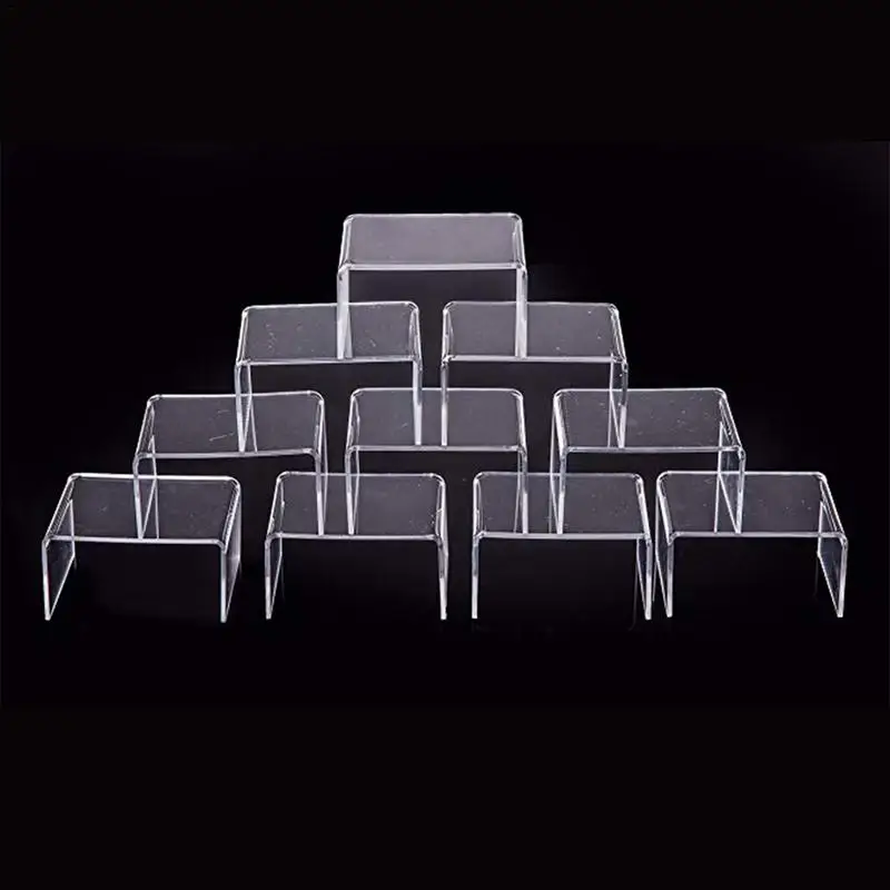 Acrílico transparente Display Stand, Jóias Display, Doll Storage Rack, Store Retail Display, Toy Figurines Display, 10Pcs