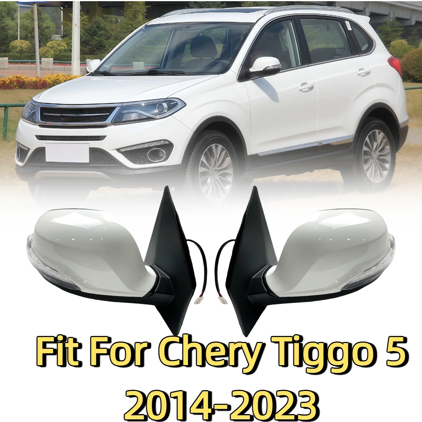 Left Right Side Mirror Assembly For Chery Tiggo 5 2014-2023 Auto Rearview Mirror Electric folding Turn signal light Lens heating