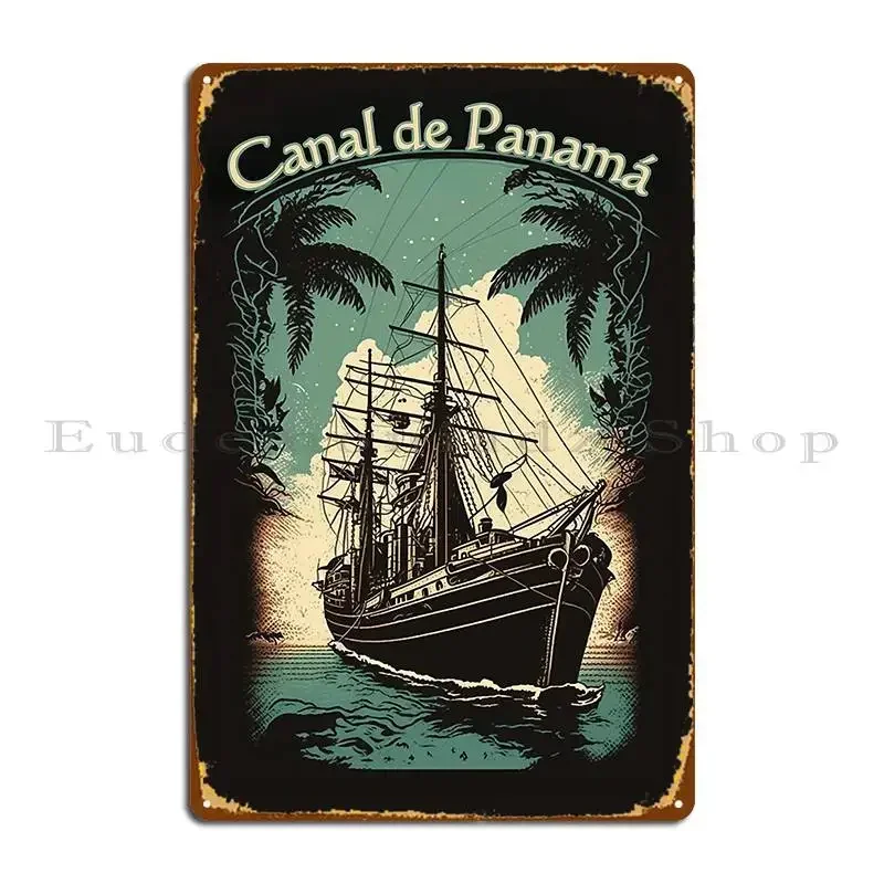 Canal De Classic Panama Canal Cruise Vintage Map S Tee Canal Wear Metal Plaque Club Club Bar Designing Club Tin Sign Poster