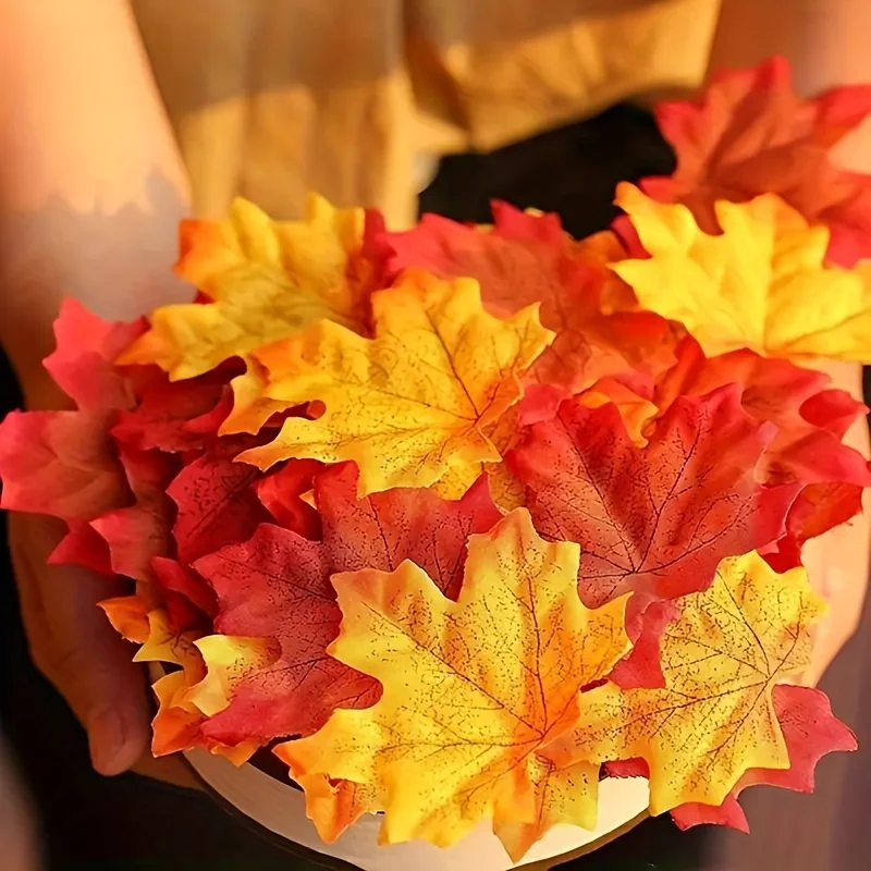 50/100 قطعة من أوراق القيقب الاصطناعية النابضة بالحياة 3.15 بوصة |   مثالية لأكاليل الزهور التي تصنعها بنفسك، والمنزل، والخارج، وحفلات الزفاف، والمهرجانات