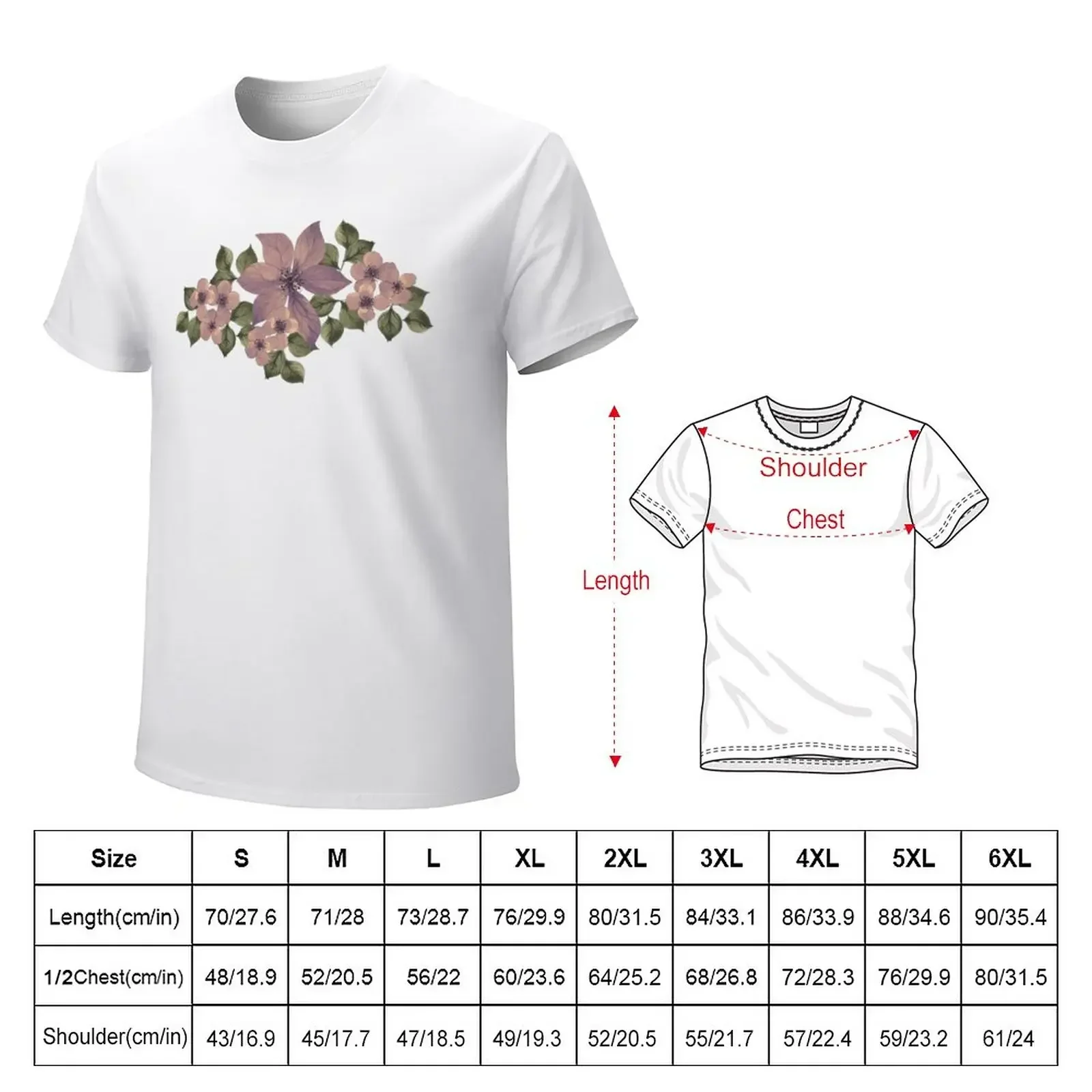 Mauve Watercolor Posies (Black) T-Shirt Aesthetic clothing sublime plus sizes Short sleeve tee oversized t shirts for men