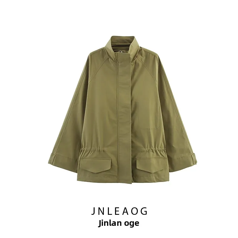 

JNLEAOG Faionable Autumn New Women's Parka Coat with Large kets All-Match Sle Long Sve Zipper Closure Mid-Length