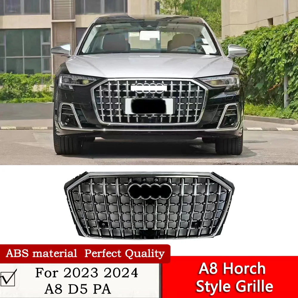 

A8 Horch Style Grille For 2023 2024 A8 D5 PA Modification Chrome Sliver ABS Material A8 Horch Founder Edition Air Intake Grille