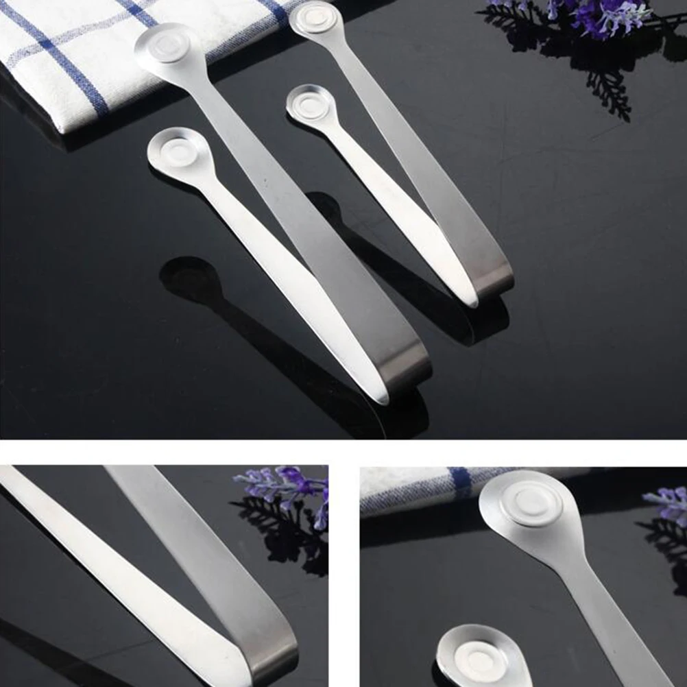 

4pcs Round Head Snail Clip Kitchen Gadgets Stainless Steel Ice Sugar Food Tongs Party BBQ Home Use Serving Tool Buffet Finger