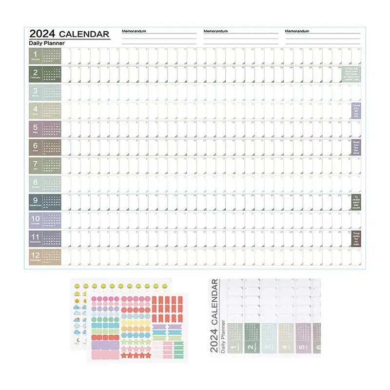 

Large 2024 Wall Calendar 12 Month Annual Yearly Wall Planner Horizontal Thick Paper Monthly Themed 2024 Calendar For New Year