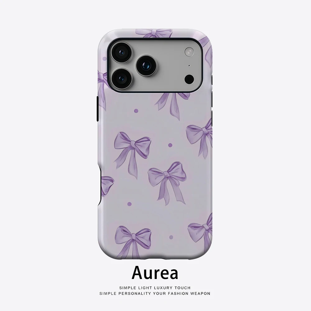 Lila Schleife Punkte Handyhülle für magnetische Handyhülle für IPhone 17 16 15 14 13 Pro Max Plus Einzelne doppelschichtige robuste Hülle
