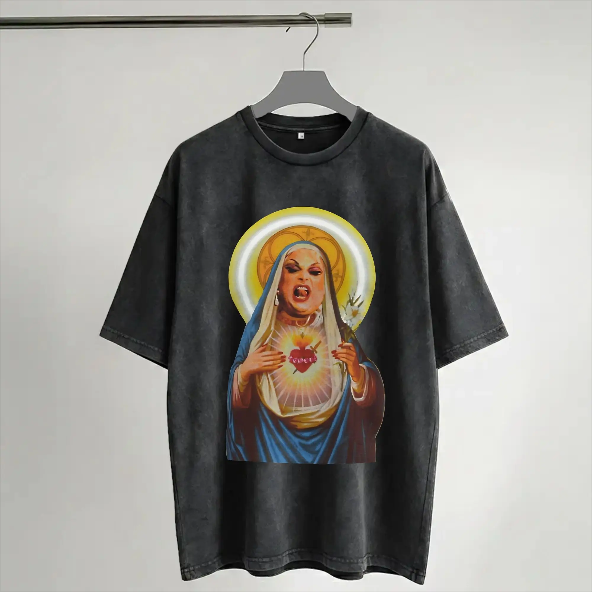 Harajuku Washed Shirt Pink Flamingos John Waters Divine  Outfit Vintage T Shirt Harajuku  Streetwear Short Sleeve