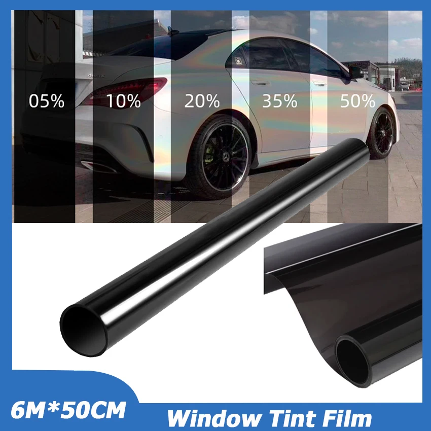 6m*50CM Window Tint Tinting Film Sheet Roll 5% 15% 30% 50% VLT UV Insulation Auto Home Window Glass Solar UV Protector Sticker