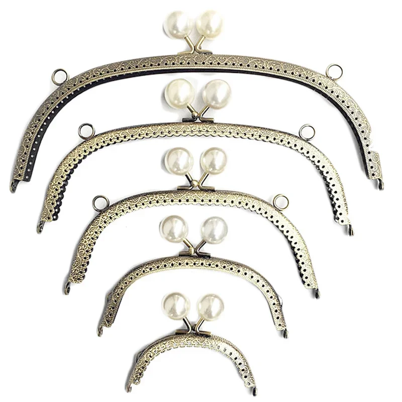 12.5 cm Çanta Çerçeve DIY Para Çantası Metal Toka Plastik Inci DIY Çanta Debriyaj Öpücük Toka Kilit Kolu Çanta Aksesuarları