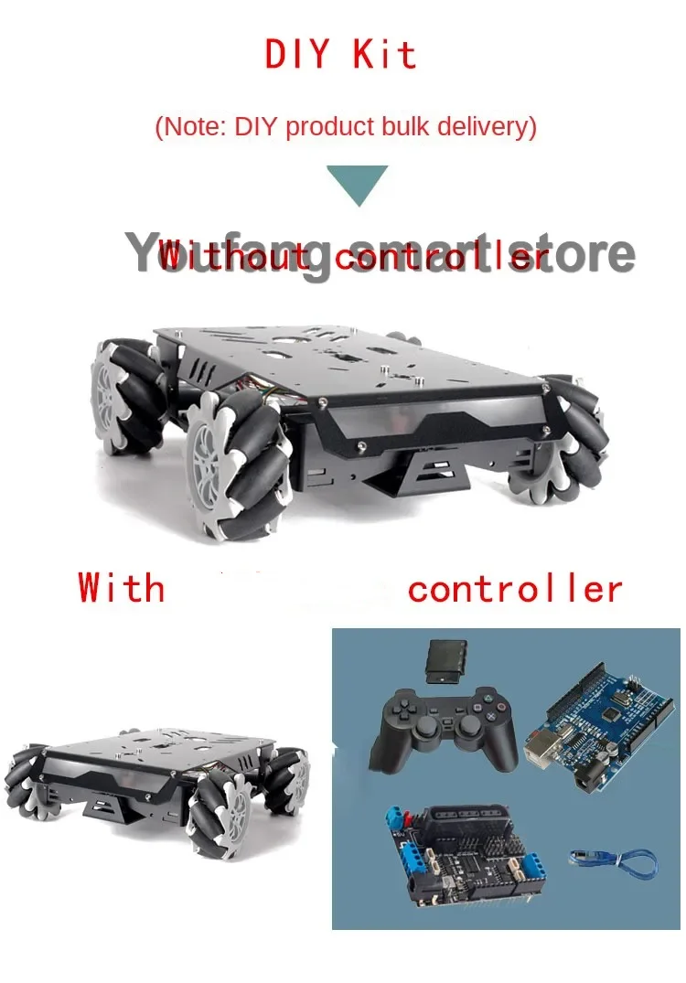 25 kg belastbarer RC Tank V3 Mecanum-Rad-Roboterwagen für Arduino Roboter DIY-Kit mit Encoder-Motor und PS2-Controller, programmierbares Roboter-Kit – Detail 12
