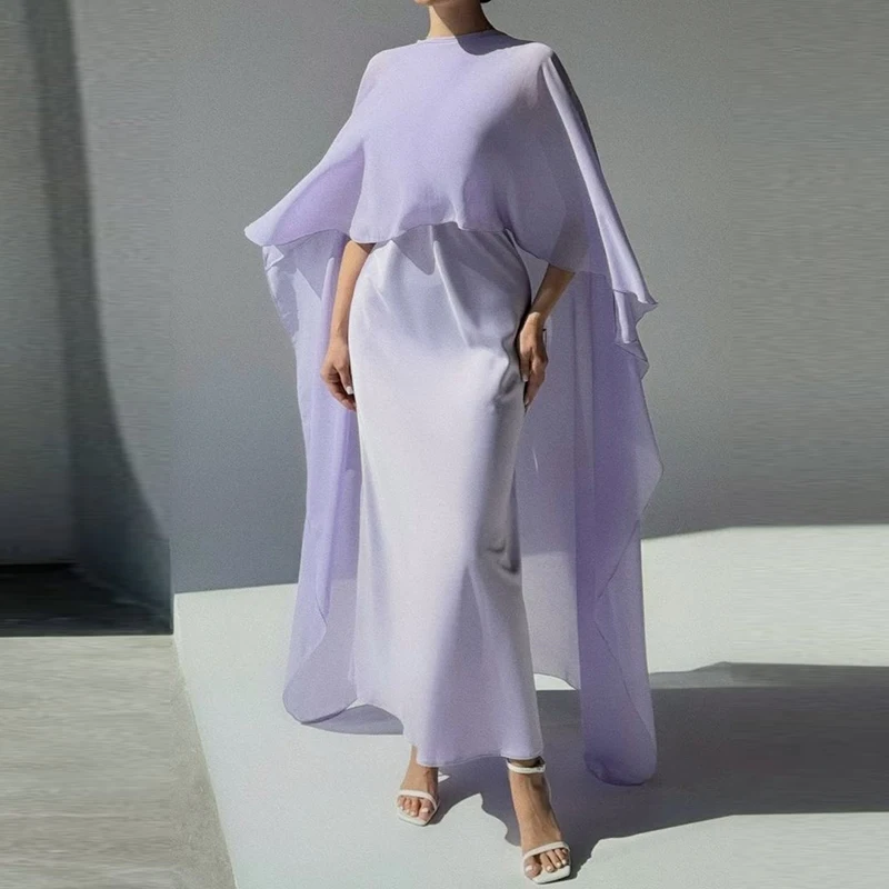 2025 Fashion Multi-color Slim Long Dress Party Outfit New Spring Casual Banquet Suit Elegant O Neck Shawl Women\'s Two Piece Set