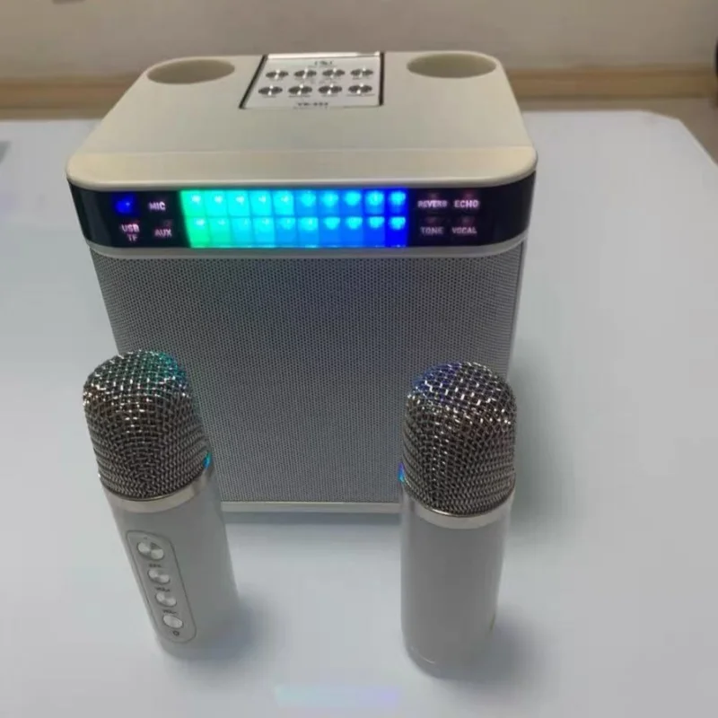 

Powerful Portable Wireless Bluetooth Speaker With 2 Mics Surround Sound Bass Family Party Karaoke Subwoofer Boombox