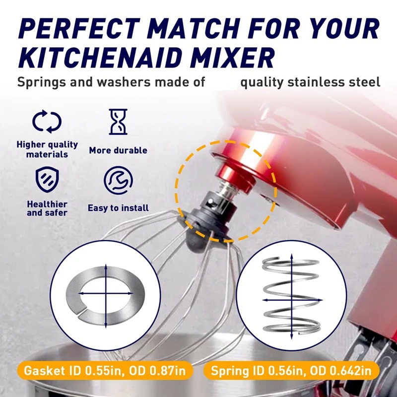 8 упаковок пружины и шайбы для миксеров Kitchenaid - запасные части из нержавеющей стали для миксера Kitchenaid 3,5/4/5/6/7Qt