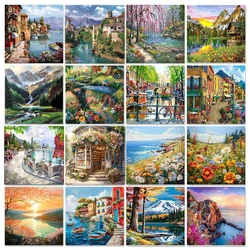 GATYZTORY Oil Painting By Numbers For Adults Handpainted Picture By Numbers DIY Frame Landscape Flower On Canvas Home Decor Gift