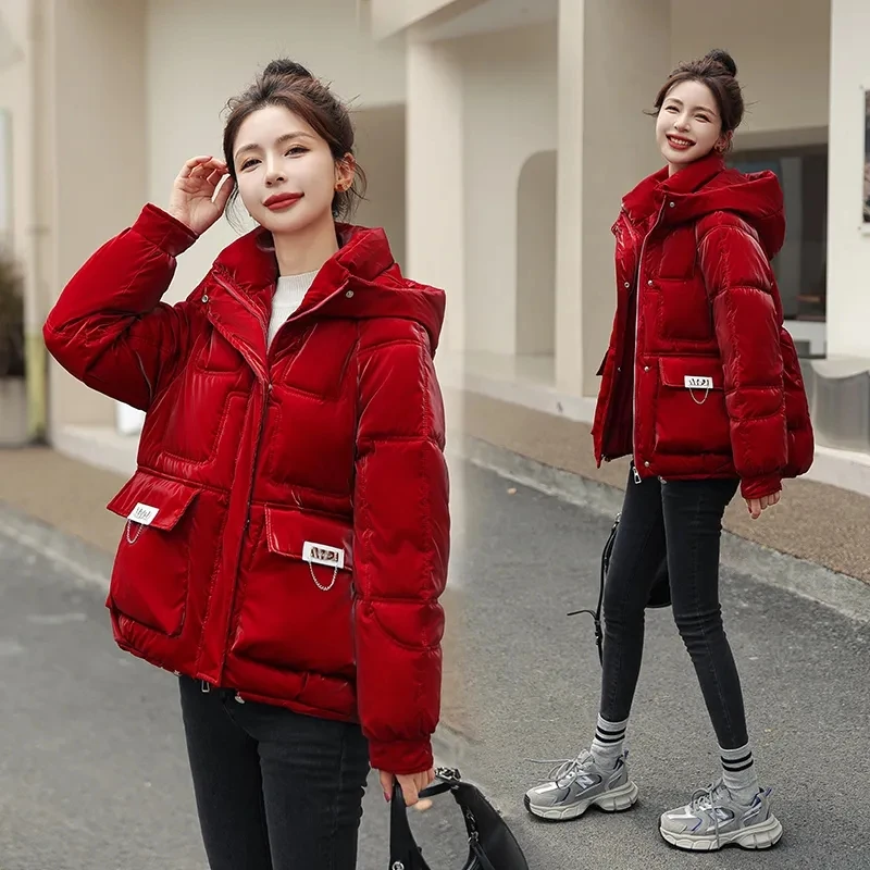 New Waterproof Washable Hooded Down Winter 2023 Cotton-Padded Jacket Women's Thickened Cold-Proof Fashion Zipper Loose Coat