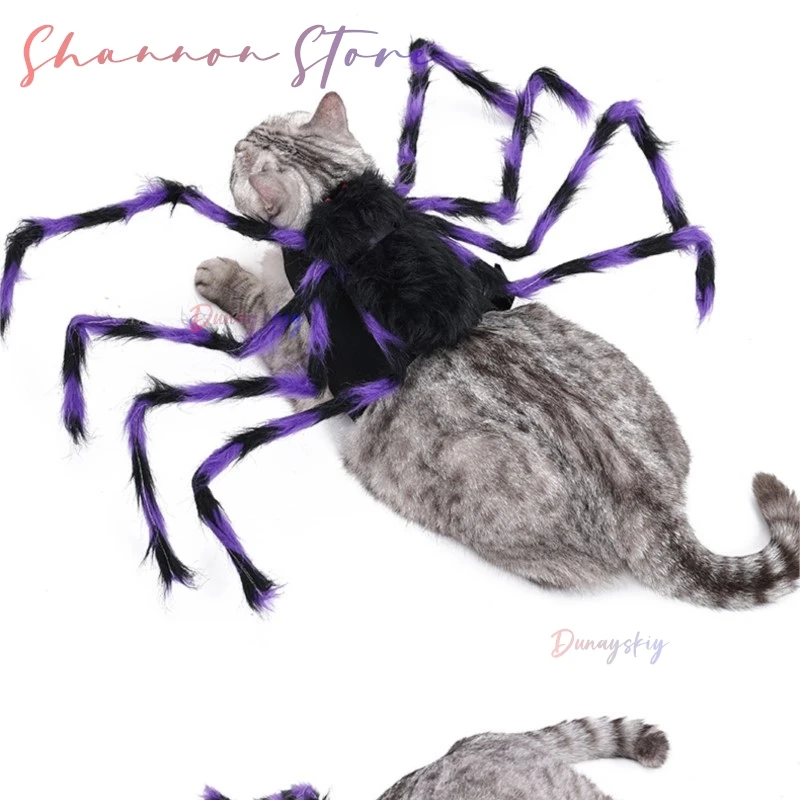 الهالوين العنكبوت الحيوانات الأليفة كوسبريس مضحك الكلب القط الزي أنيمي كوميك كون الكلب القط هالوين العنكبوت كوسبلاي شبح مهرجان الكلاب الكبيرة