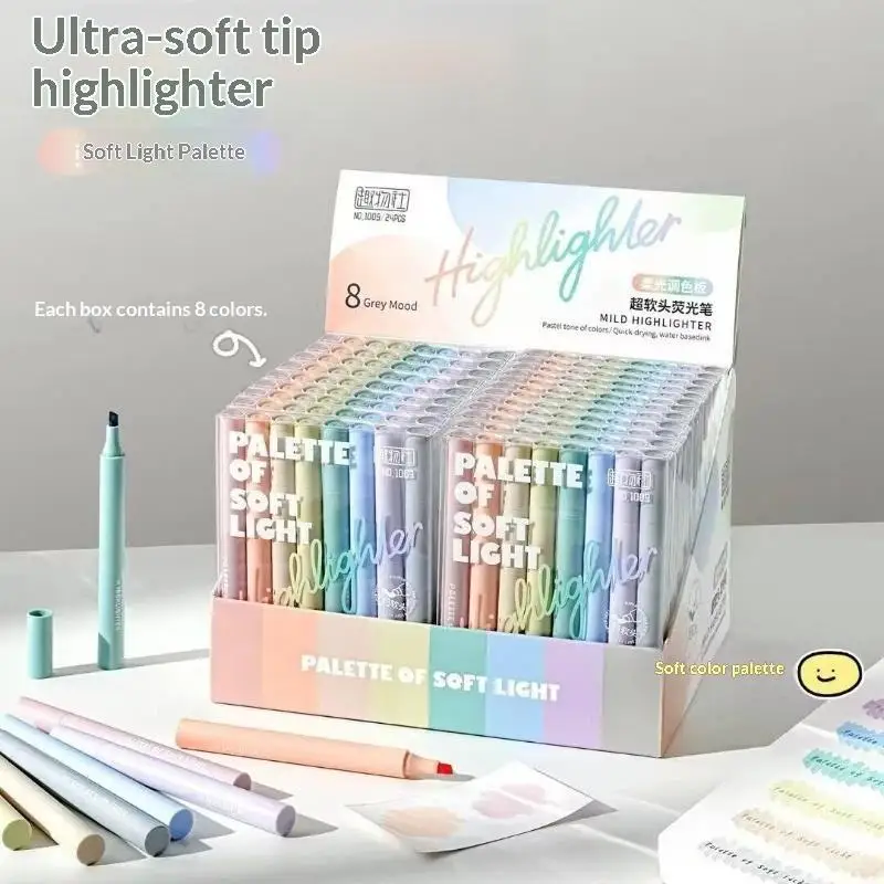 8Pcs Aesthetic Pastel Highlighters No Bleed Fast Dry Chisel Tip Morandi Colors for Student School Note Taking