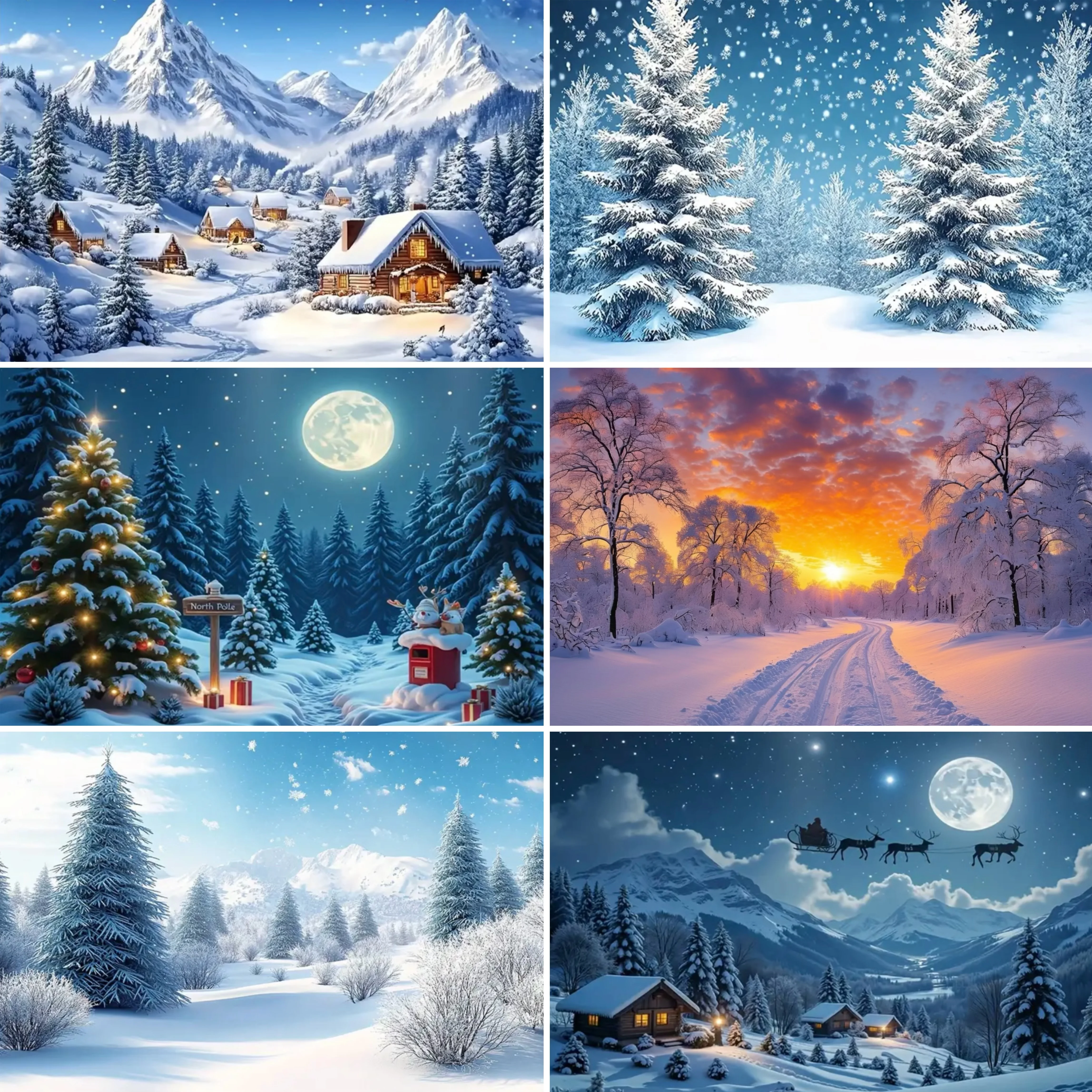 

Winter wonderland winter snow village Backdrop Christmas And snow forest scene party Decor Banner winter New Year Decor Backdrop