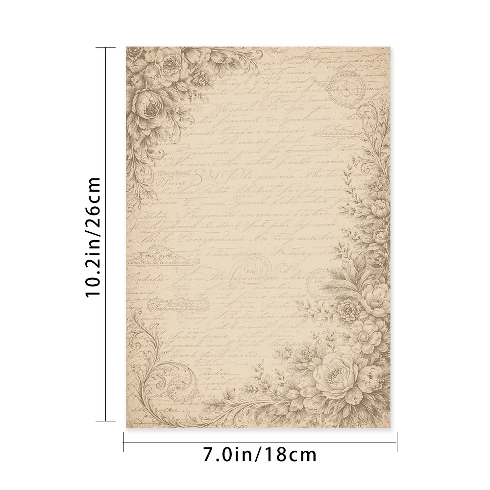 30 sheets.B5 vintage sketch floral stationery paper,watercolor-style letter paper, tearable notepad, perfect for writing letters