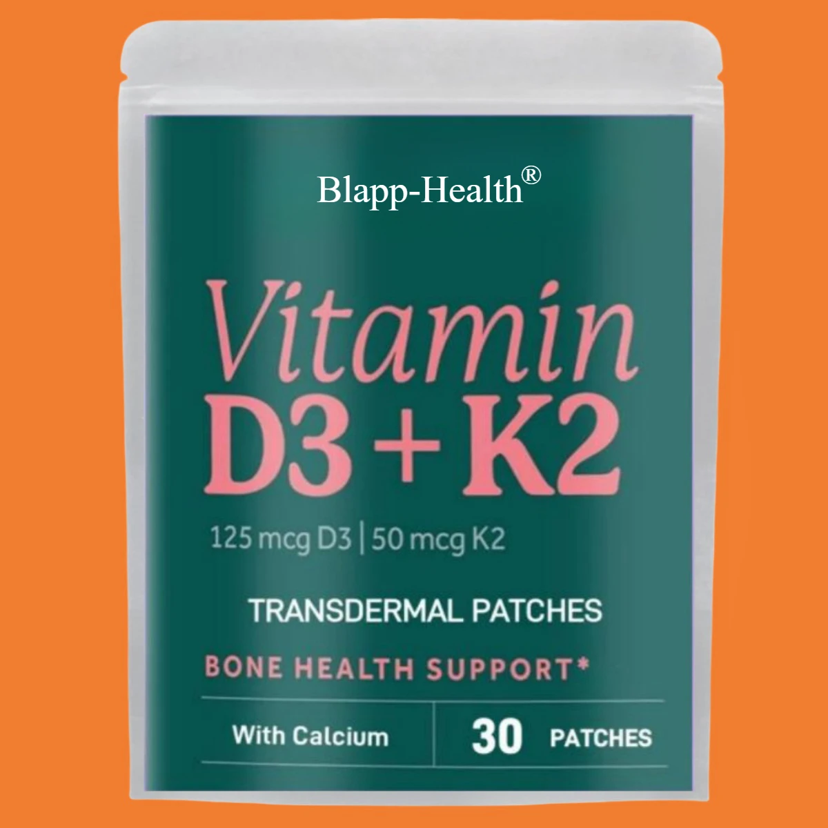 30 Patches Vitamin D3 K2 Transdermal Patches with Vitamin K2 As MK-7 Calcium Absorption & Immune Health