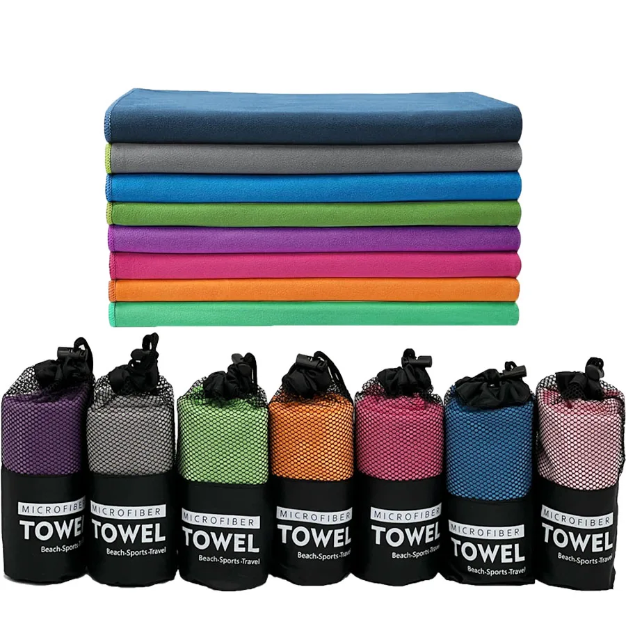 Mikrofaser-Handtuch mit Netztasche, schnell trocknende, saugfähige Handtücher für Camping, Fitnessstudio, Yoga, Rucksackreisen, Wandern – Detail 1