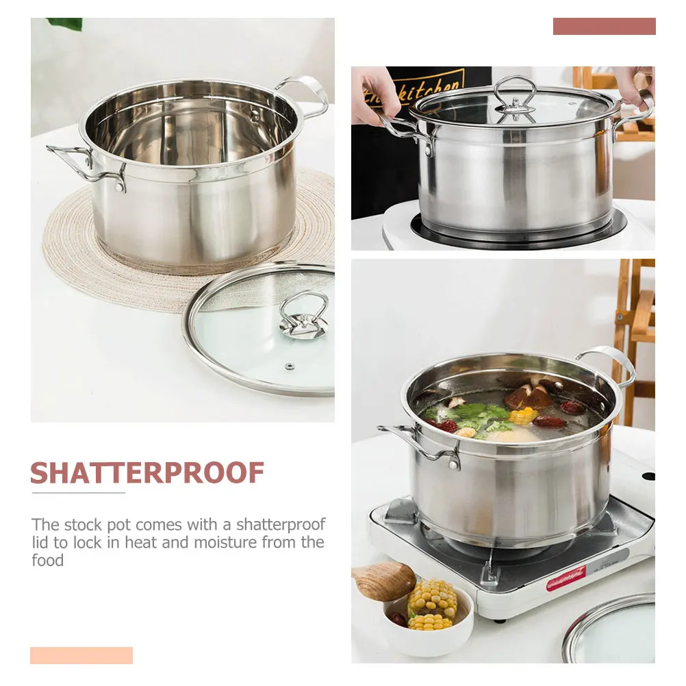 

Stainless Steel Base Stock Food Grade Cookware Pot Large Cooking Pots with Lid Soup Pot Kitchen Cookware Steam Rack