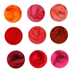 66S Red Color Series Wool Fibre for Needle Felting Wet Felting Wool Felting Handmade Spinning DIY Craft Materials