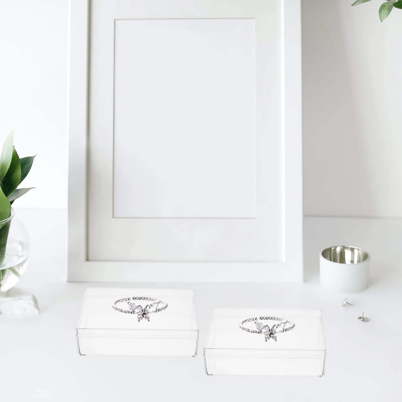 

4pcs Rectangle Jewelry Boxes Transparent Small Clear Plastic Containers for Beads Storage Travel Gift Packaging Display Case