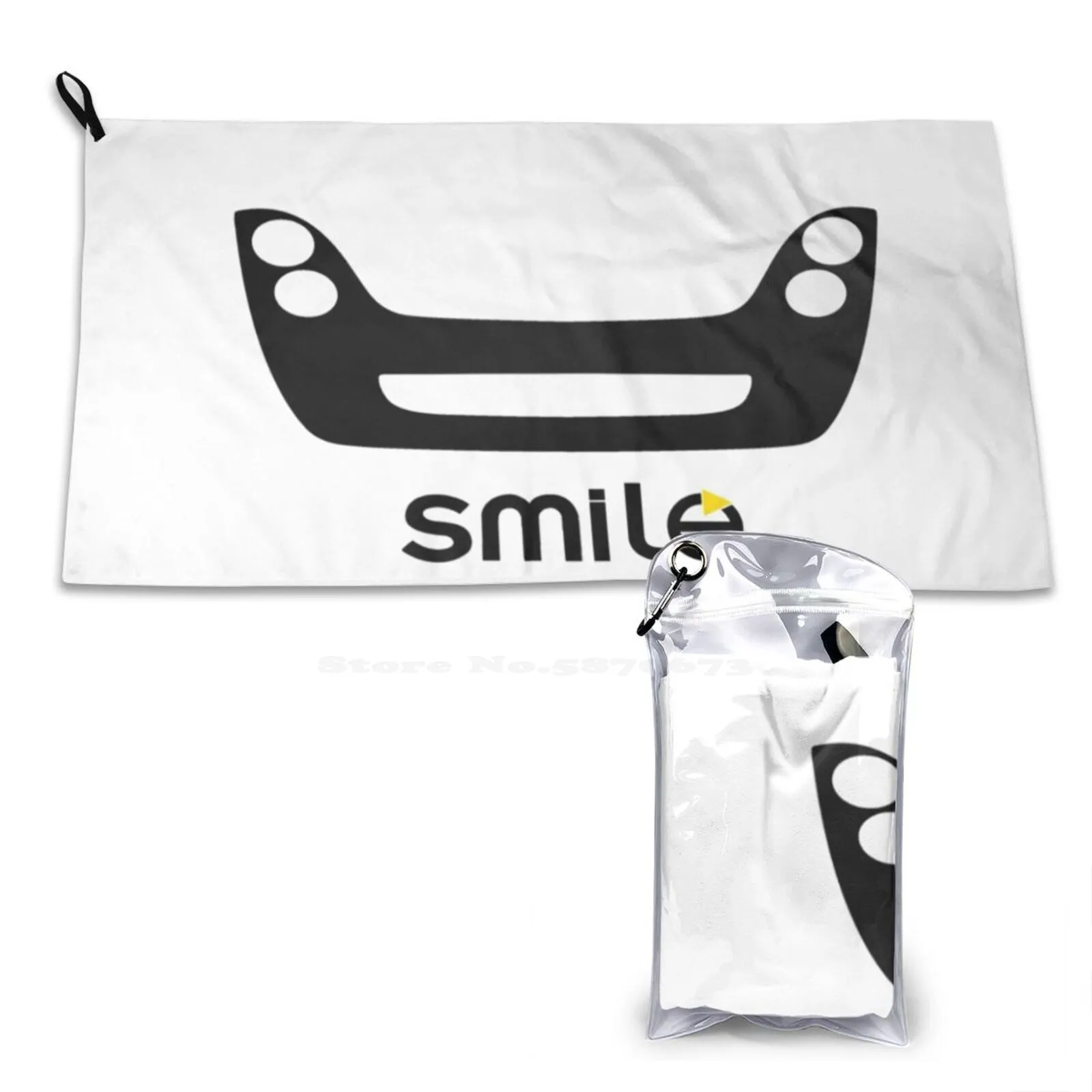 Smile , It'S A Smart! ( Black ) 3D Print Pattern Towel Soft Towel Automobile Brand Car Coupe Daimler Driving Europe Face French