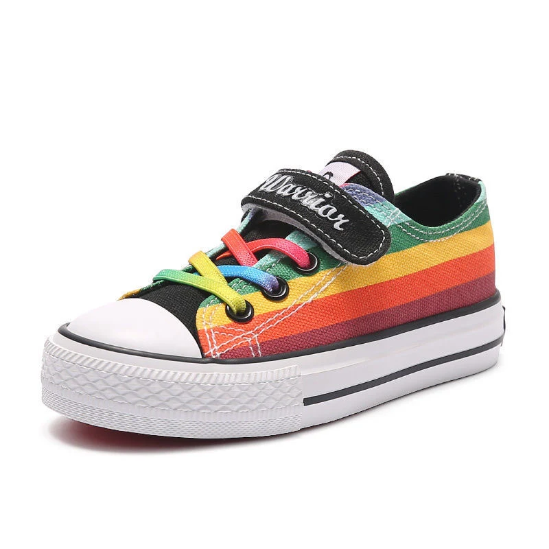 Kids Shoes for Girl Autumn 2023 New Children\'s High-top Canvas Shoes Casual Wild Boys Sneakers Girls Rainbow Shoes