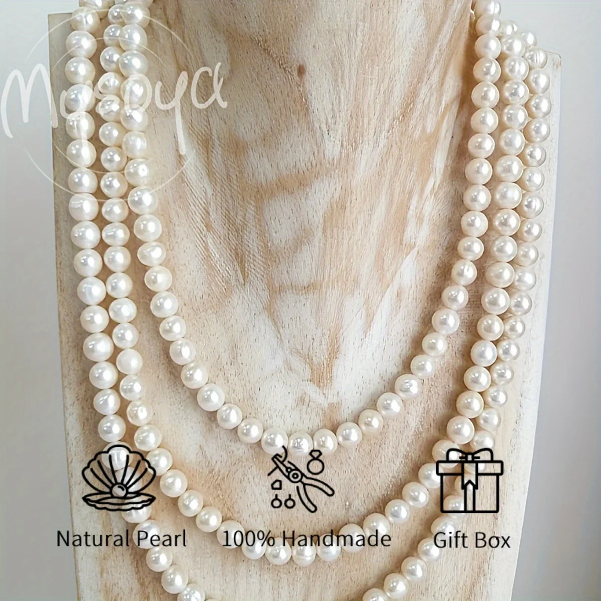 

MYSOYA 7-8mm White Freshwater Pearl Necklace Unisex Jewelry Multiple Sizes Gift Box Perfect Gift For Wedding Birthday New Year