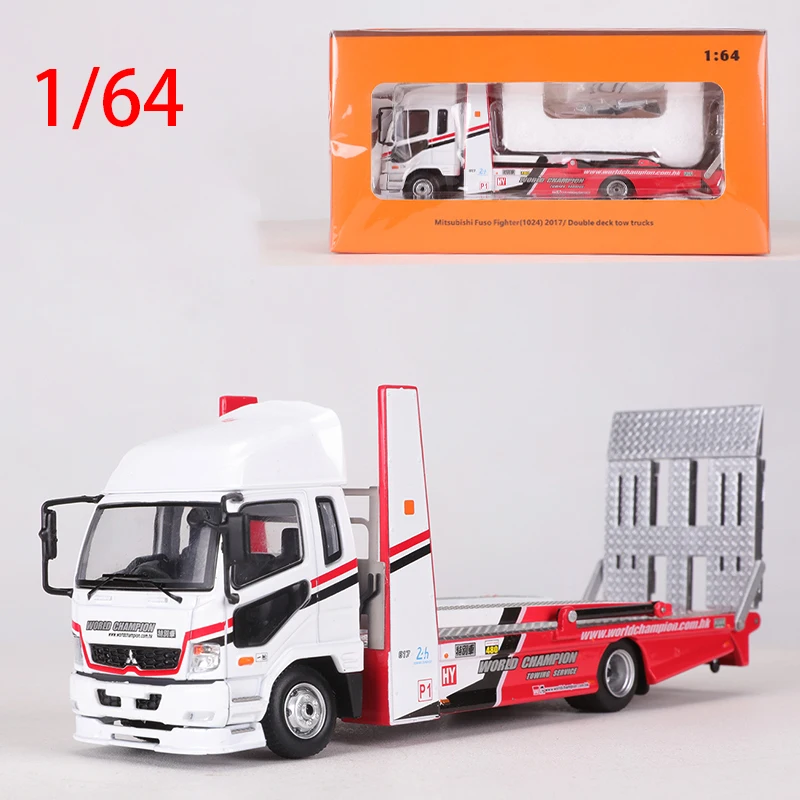 Diecast 1/64 Size Mitsubishi Model Car Double Deck Tow Trucks Alloy Car Model Toys for Boys Collection Display Original Box