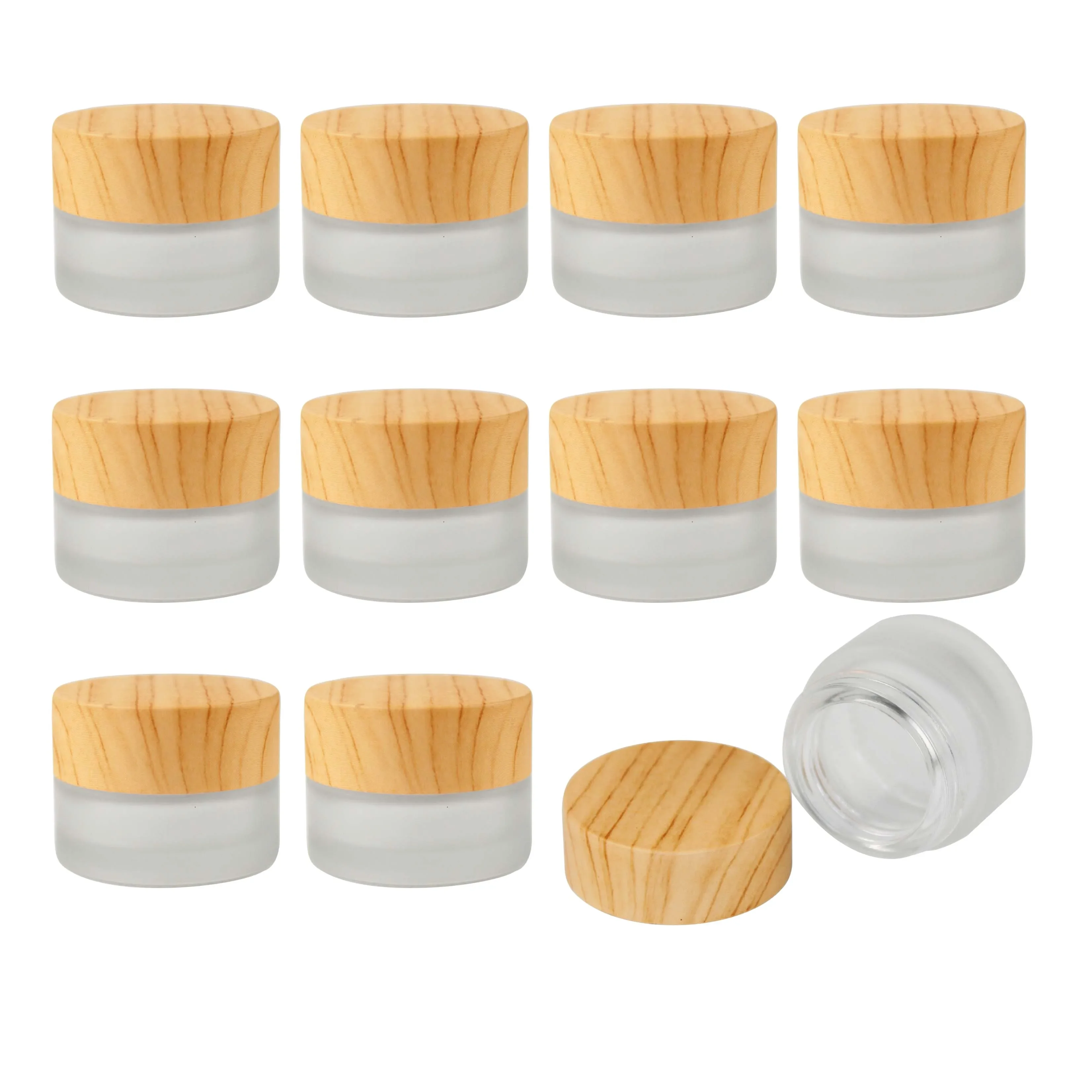 10Pcs 10g 20g Mini Glass Empty Jar Pots Cosmetic Inner Lid Face Cream Lip Balm Container Portable Refillable Bottles for Makeup