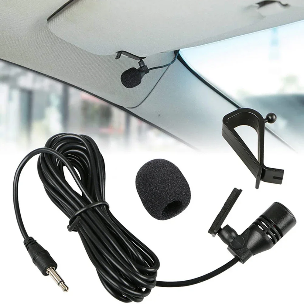 

1 Pcs 3.5mm Car Audio Microphone Mini Wired Black Plastic External Mic Clip For Car DVD Radio 10FT Audio Accessories