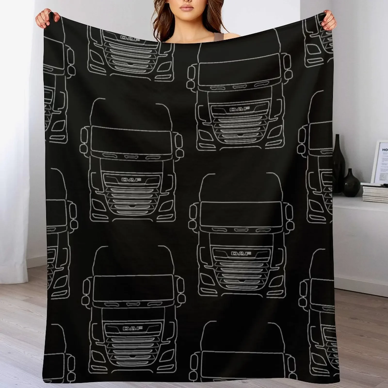 

DAF XF series truck outline graphic (white) Throw Blanket Decorative Beds Loose Blankets