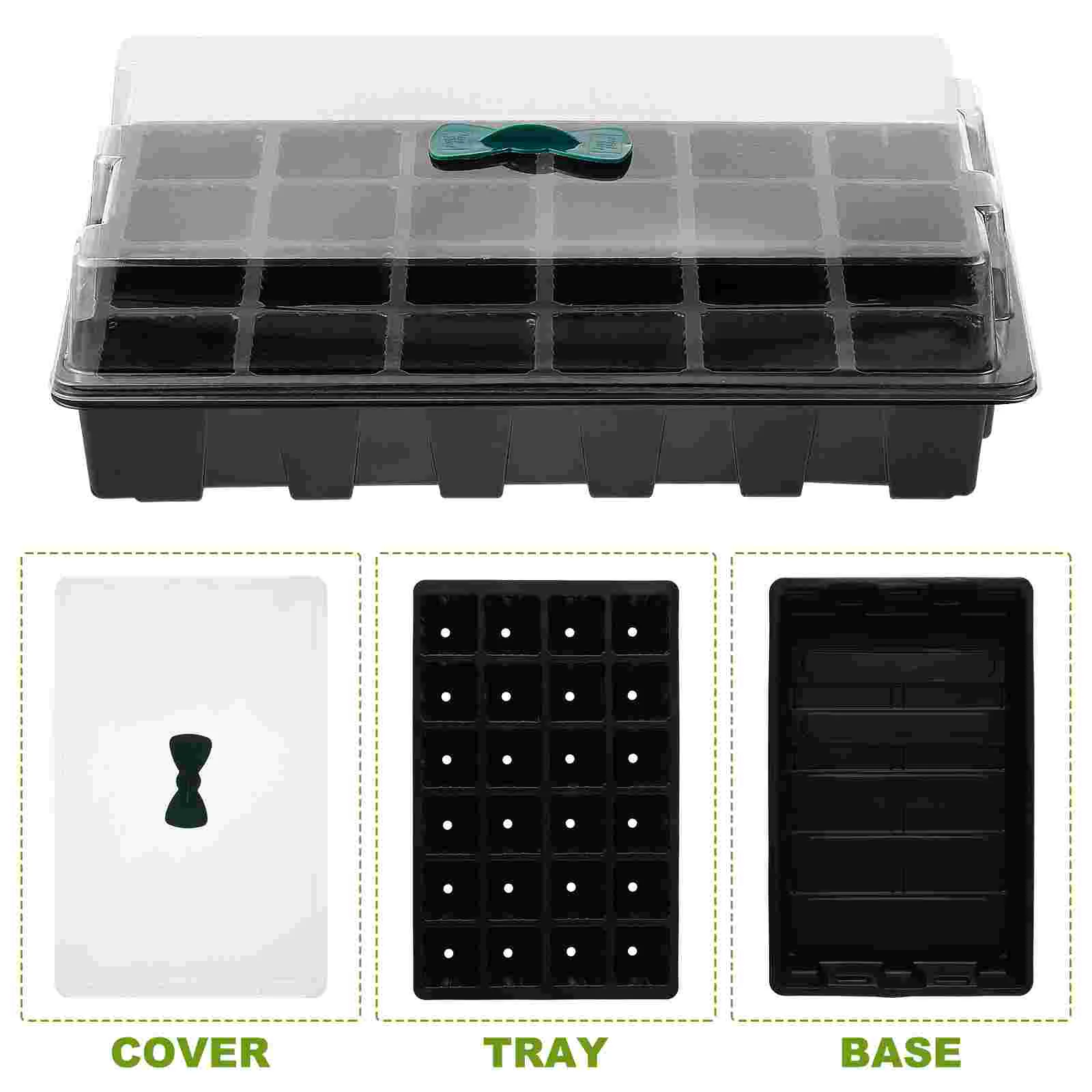 3pcs 24-Cell Trays Seedlings Starter Tray Kit With Air Hole Propagation Sprouter Growing Nursery Tray Plant Germination Tray