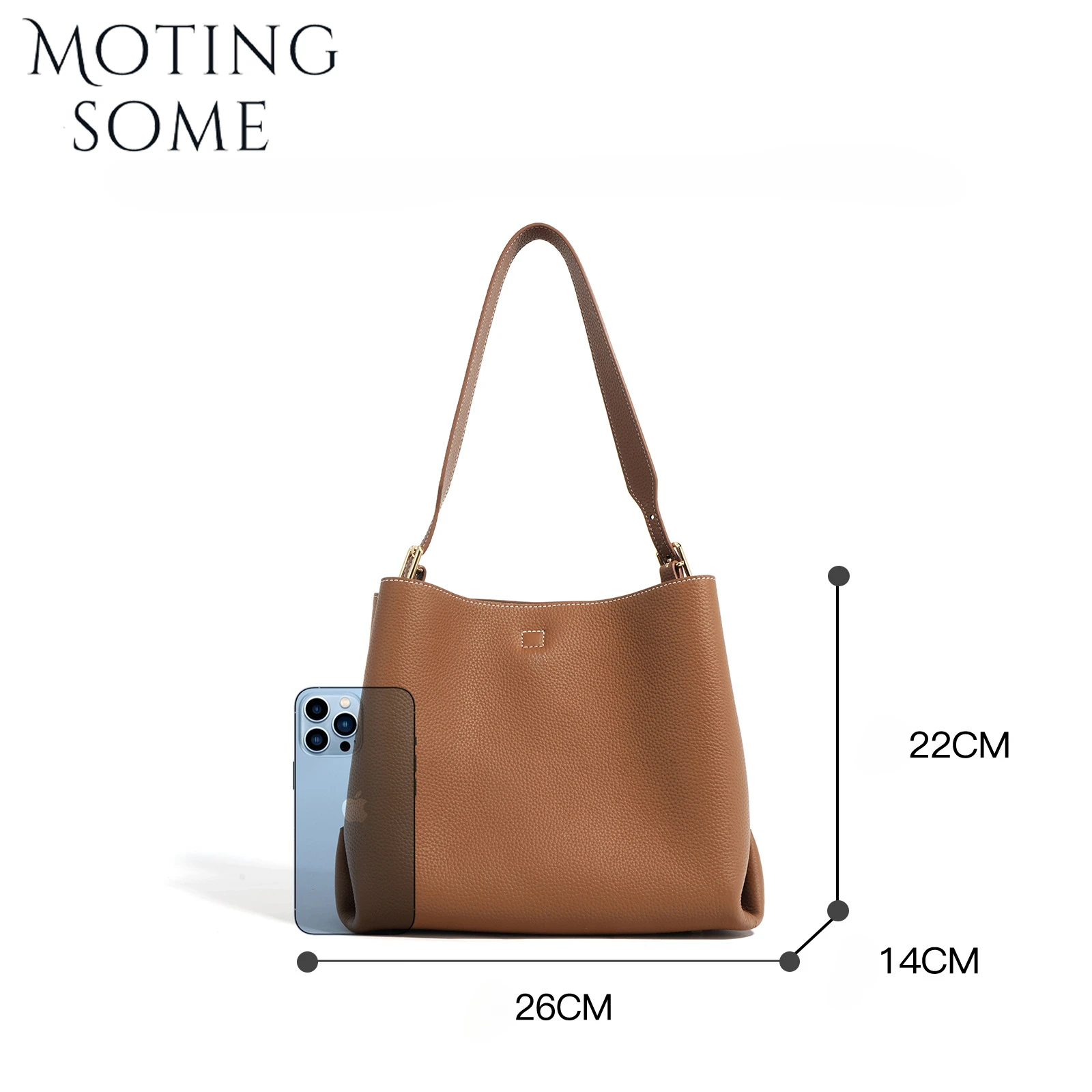 Motingsome Winter Bags Woman Luxury First-layer Calfskin Eather Bucket Bag Large Capacity Shoulder Handbagcasual Tote Lady 2024