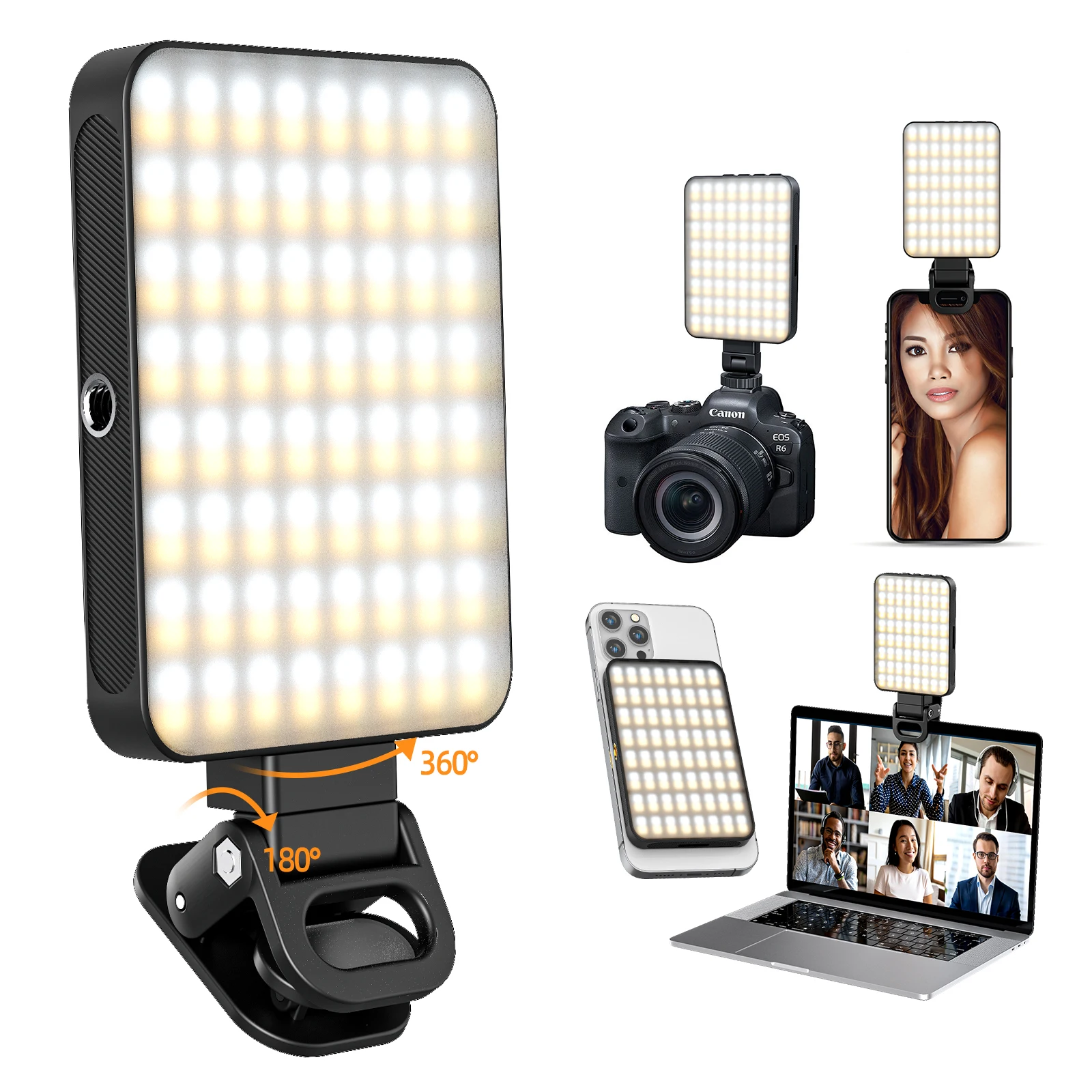 

128LED Rechargeable Selfie Light, Clip Magnetic Fill Light for Phone Laptop Tablet For Vlogging Video Conference Live Stream